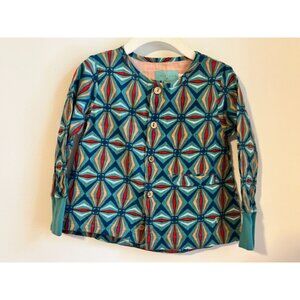 Lulaland Kids Geometric Pattern Long Sleeve Button-Up Cardigan 2T Cotton India